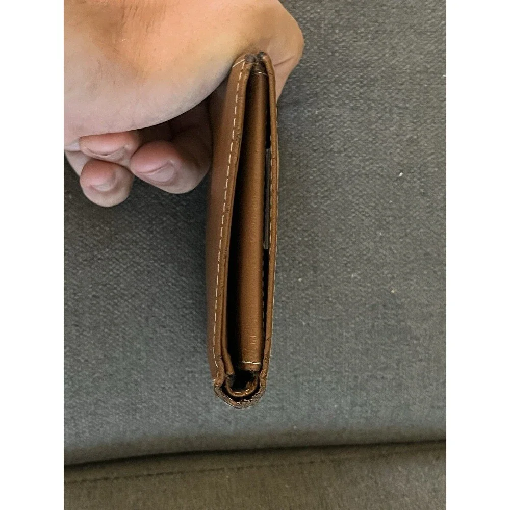 tommy hilfiger wallet mens Brown faux leather bifold